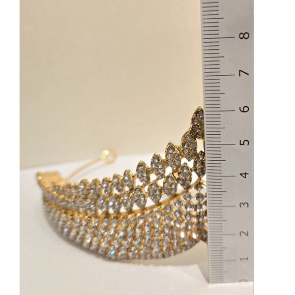 NEW Ambrosia Gold colored Tiara with silver clear rhinestones - Picture 2 of 9